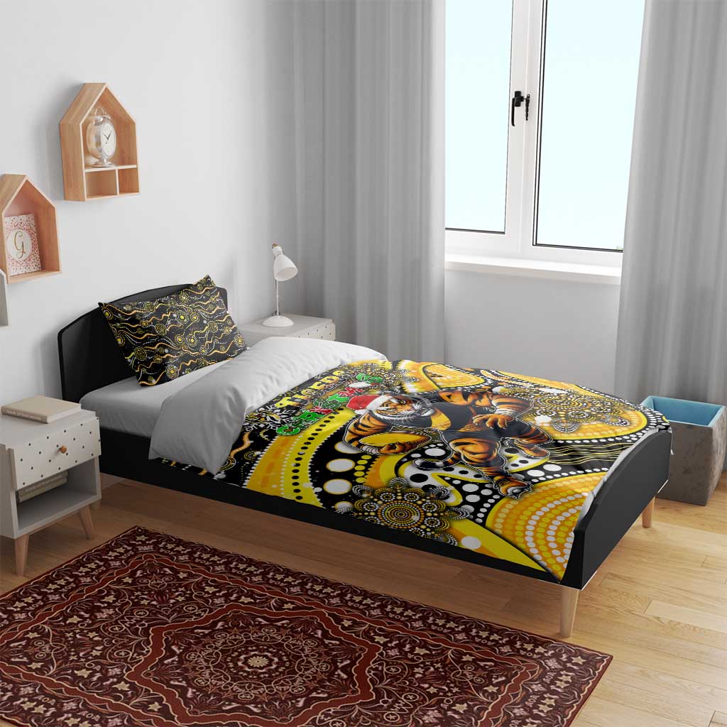 Merry Christmas AFL Richmond Tigers Bedding Set Aboriginal Santa Football Mascot