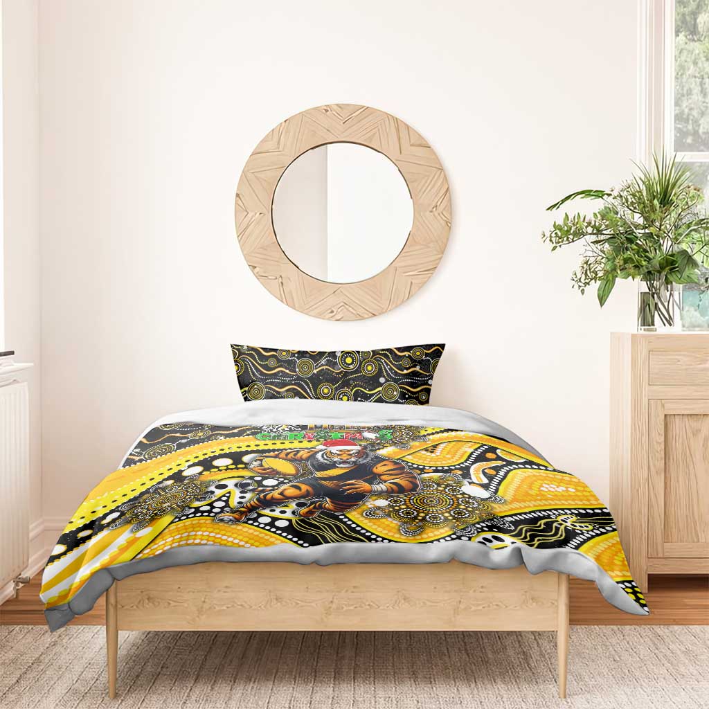 Merry Christmas AFL Richmond Tigers Bedding Set Aboriginal Santa Football Mascot