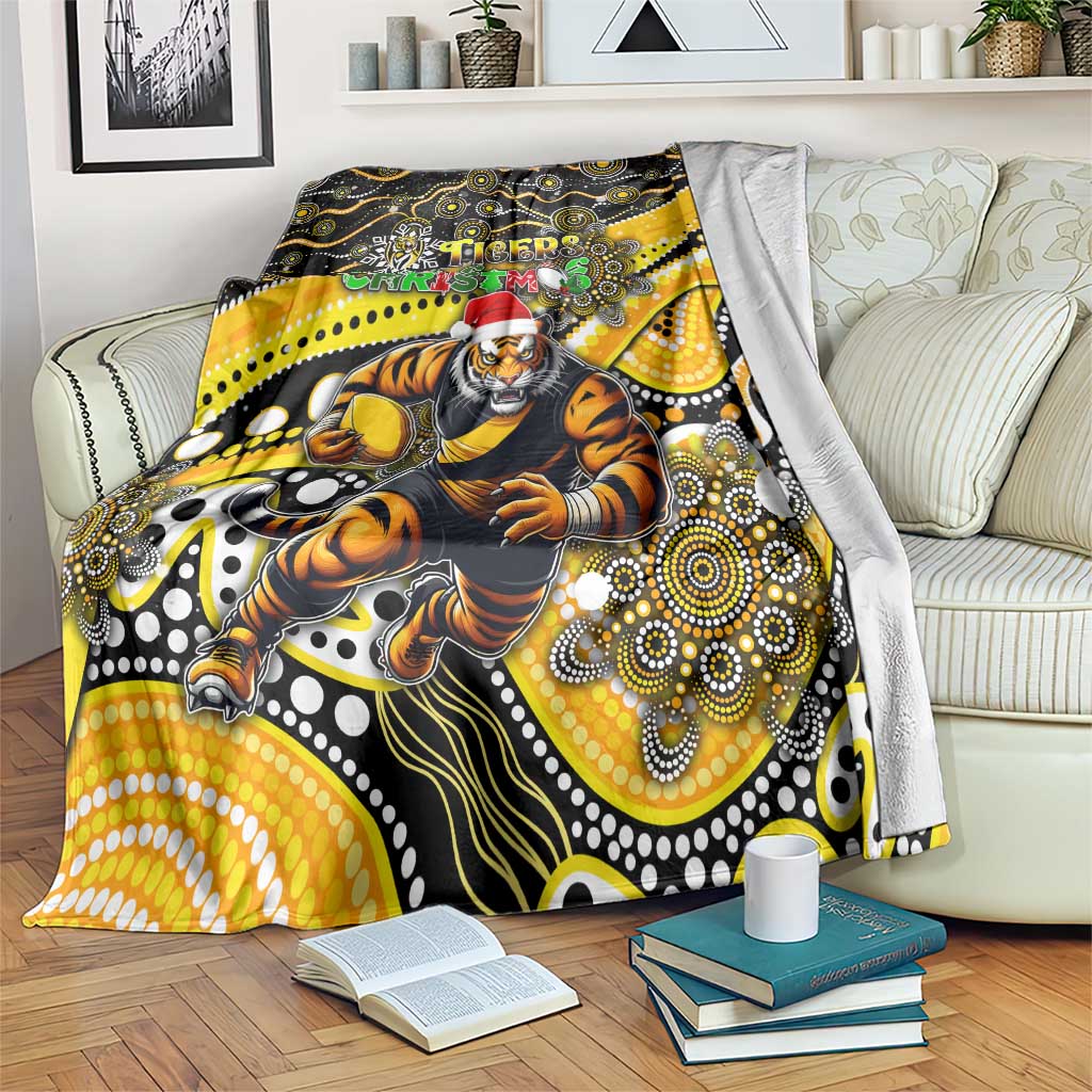 Merry Christmas AFL Richmond Tigers Blanket Aboriginal Santa Football Mascot
