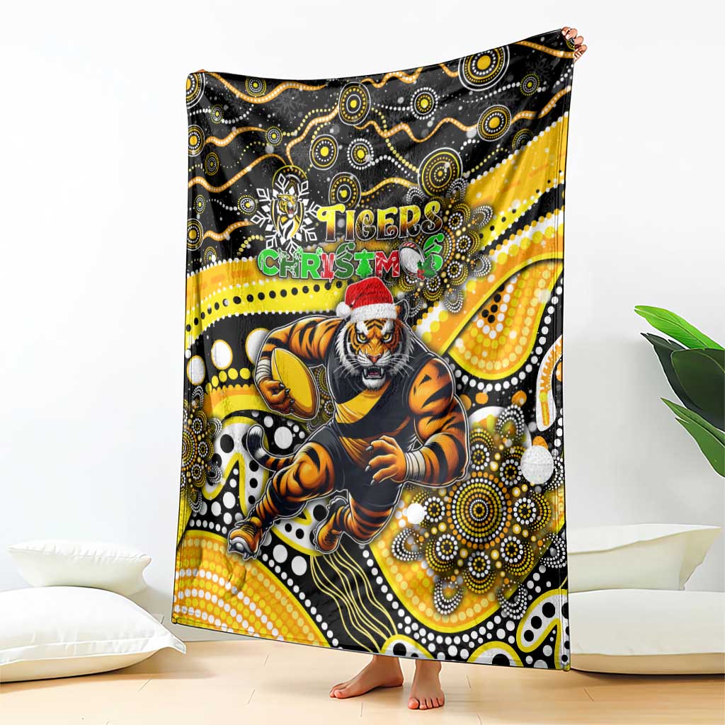 Merry Christmas AFL Richmond Tigers Blanket Aboriginal Santa Football Mascot
