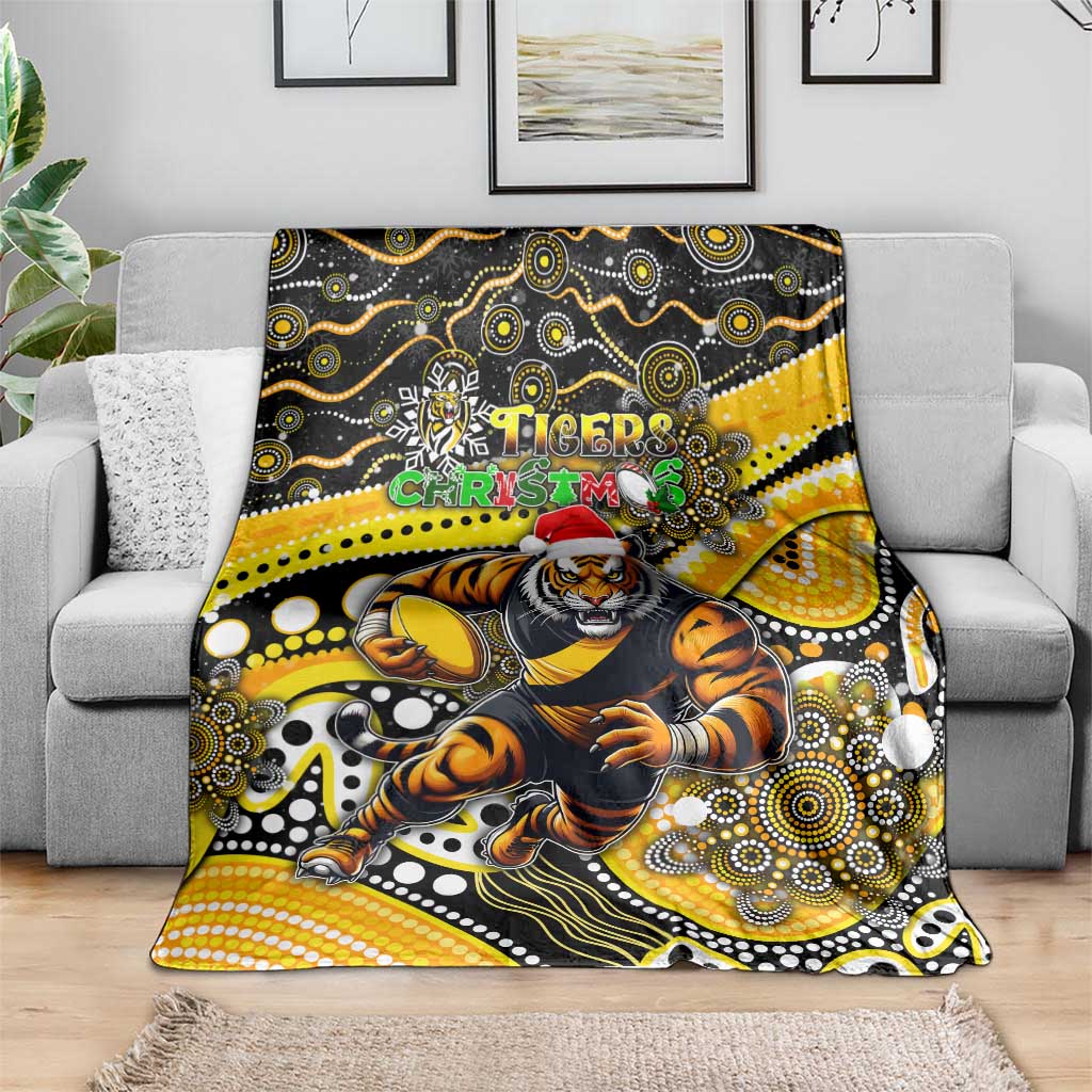 Merry Christmas AFL Richmond Tigers Blanket Aboriginal Santa Football Mascot