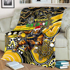Merry Christmas AFL Richmond Tigers Blanket Aboriginal Santa Football Mascot