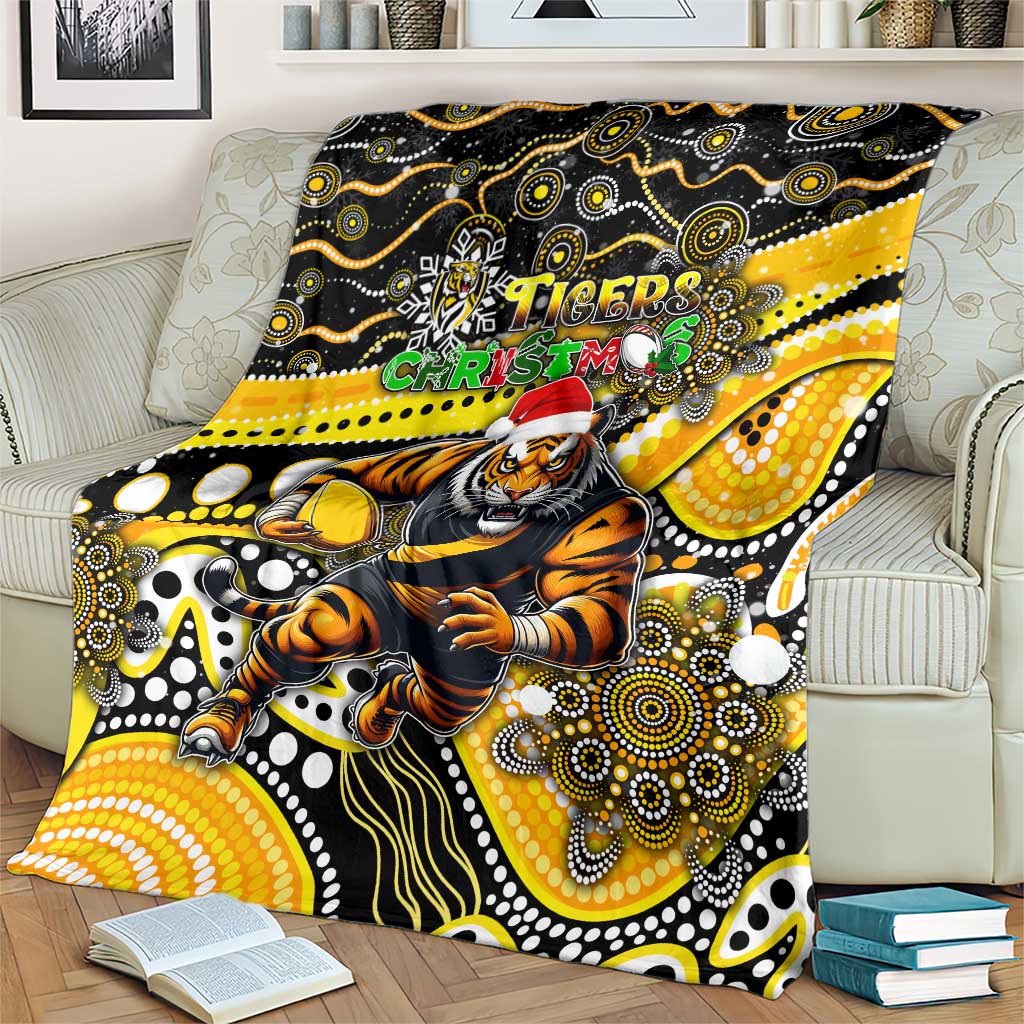 Merry Christmas AFL Richmond Tigers Blanket Aboriginal Santa Football Mascot
