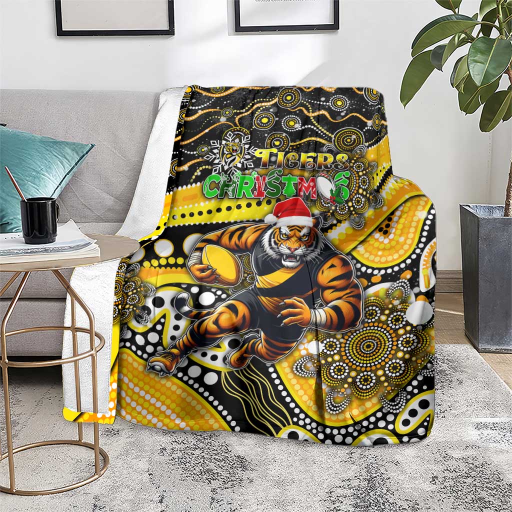 Merry Christmas AFL Richmond Tigers Blanket Aboriginal Santa Football Mascot