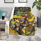 Merry Christmas AFL Richmond Tigers Blanket Aboriginal Santa Football Mascot