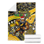 Merry Christmas AFL Richmond Tigers Blanket Aboriginal Santa Football Mascot