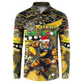 Merry Christmas AFL Richmond Tigers Button Sweatshirt Aboriginal Santa Football Mascot