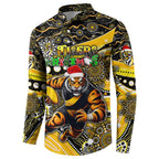 Merry Christmas AFL Richmond Tigers Button Sweatshirt Aboriginal Santa Football Mascot