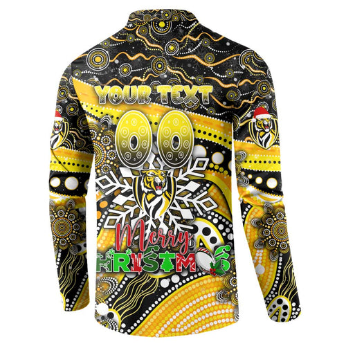 Merry Christmas AFL Richmond Tigers Button Sweatshirt Aboriginal Santa Football Mascot