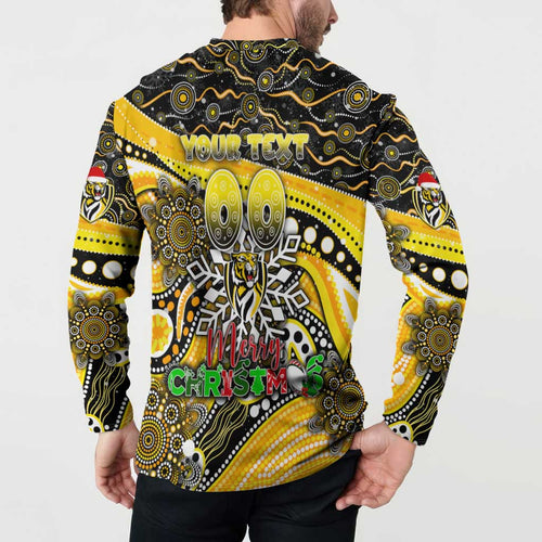 Merry Christmas AFL Richmond Tigers Button Sweatshirt Aboriginal Santa Football Mascot