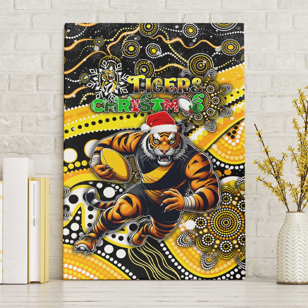 Merry Christmas AFL Richmond Tigers Canvas Wall Art Aboriginal Santa Football Mascot
