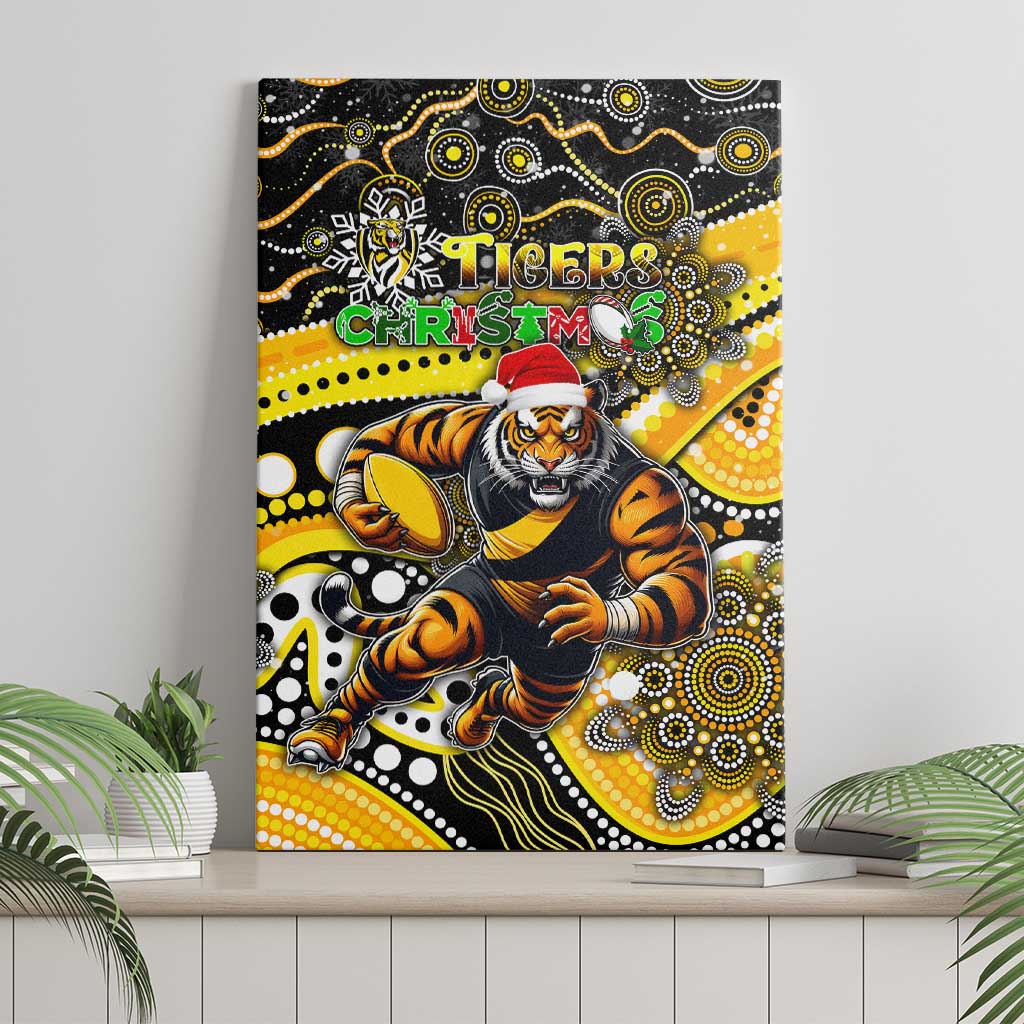 Merry Christmas AFL Richmond Tigers Canvas Wall Art Aboriginal Santa Football Mascot