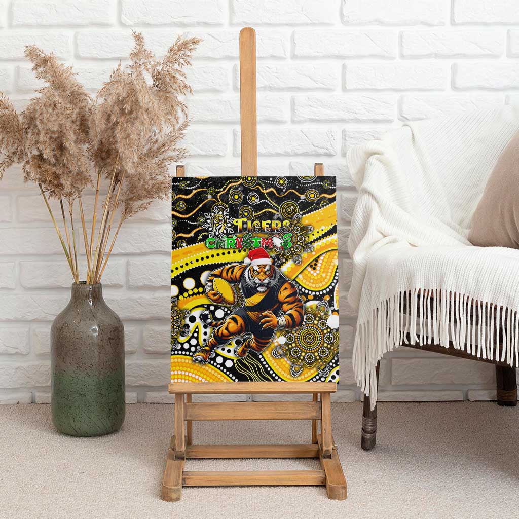 Merry Christmas AFL Richmond Tigers Canvas Wall Art Aboriginal Santa Football Mascot