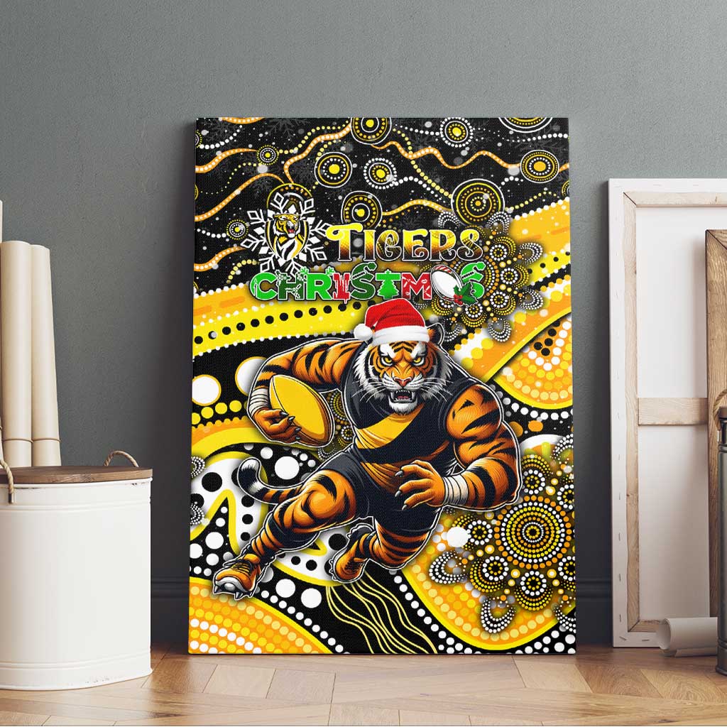 Merry Christmas AFL Richmond Tigers Canvas Wall Art Aboriginal Santa Football Mascot
