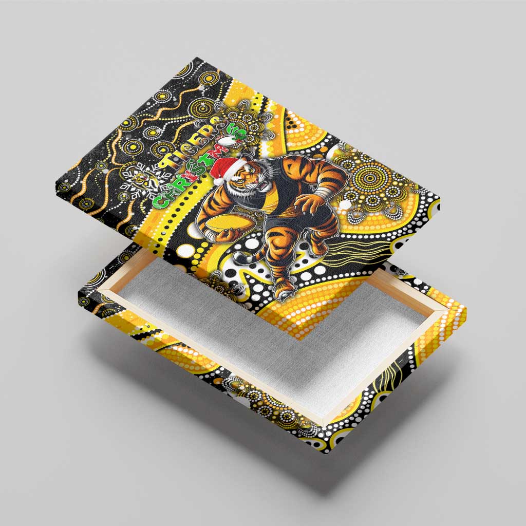 Merry Christmas AFL Richmond Tigers Canvas Wall Art Aboriginal Santa Football Mascot