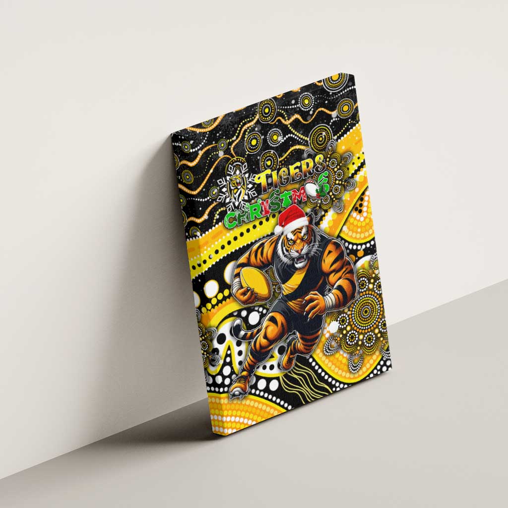 Merry Christmas AFL Richmond Tigers Canvas Wall Art Aboriginal Santa Football Mascot