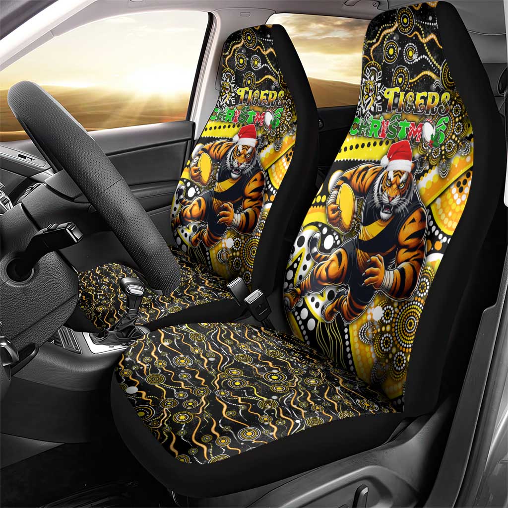 Merry Christmas AFL Richmond Tigers Car Seat Cover Aboriginal Santa Football Mascot