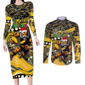 Merry Christmas AFL Richmond Tigers Couples Matching Long Sleeve Bodycon Dress and Long Sleeve Button Shirt Aboriginal Santa Football Mascot