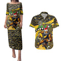 Merry Christmas AFL Richmond Tigers Couples Matching Puletasi and Hawaiian Shirt Aboriginal Santa Football Mascot