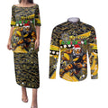Merry Christmas AFL Richmond Tigers Couples Matching Puletasi and Long Sleeve Button Shirt Aboriginal Santa Football Mascot