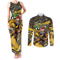 Merry Christmas AFL Richmond Tigers Couples Matching Tank Maxi Dress and Long Sleeve Button Shirt Aboriginal Santa Football Mascot