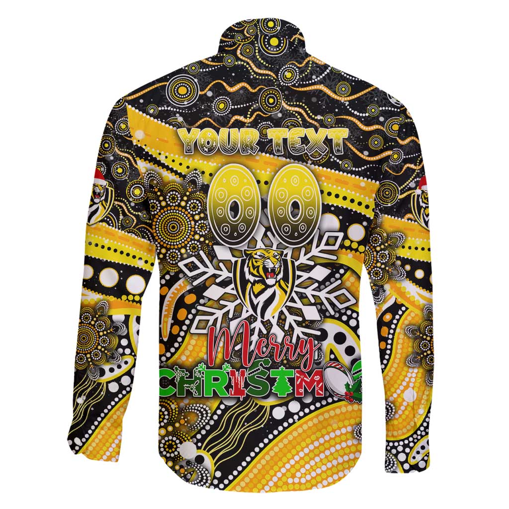 Merry Christmas AFL Richmond Tigers Family Matching Long Sleeve Bodycon Dress and Hawaiian Shirt Aboriginal Santa Football Mascot