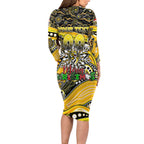Merry Christmas AFL Richmond Tigers Family Matching Long Sleeve Bodycon Dress and Hawaiian Shirt Aboriginal Santa Football Mascot