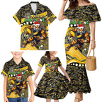 Merry Christmas AFL Richmond Tigers Family Matching Mermaid Dress and Hawaiian Shirt Aboriginal Santa Football Mascot