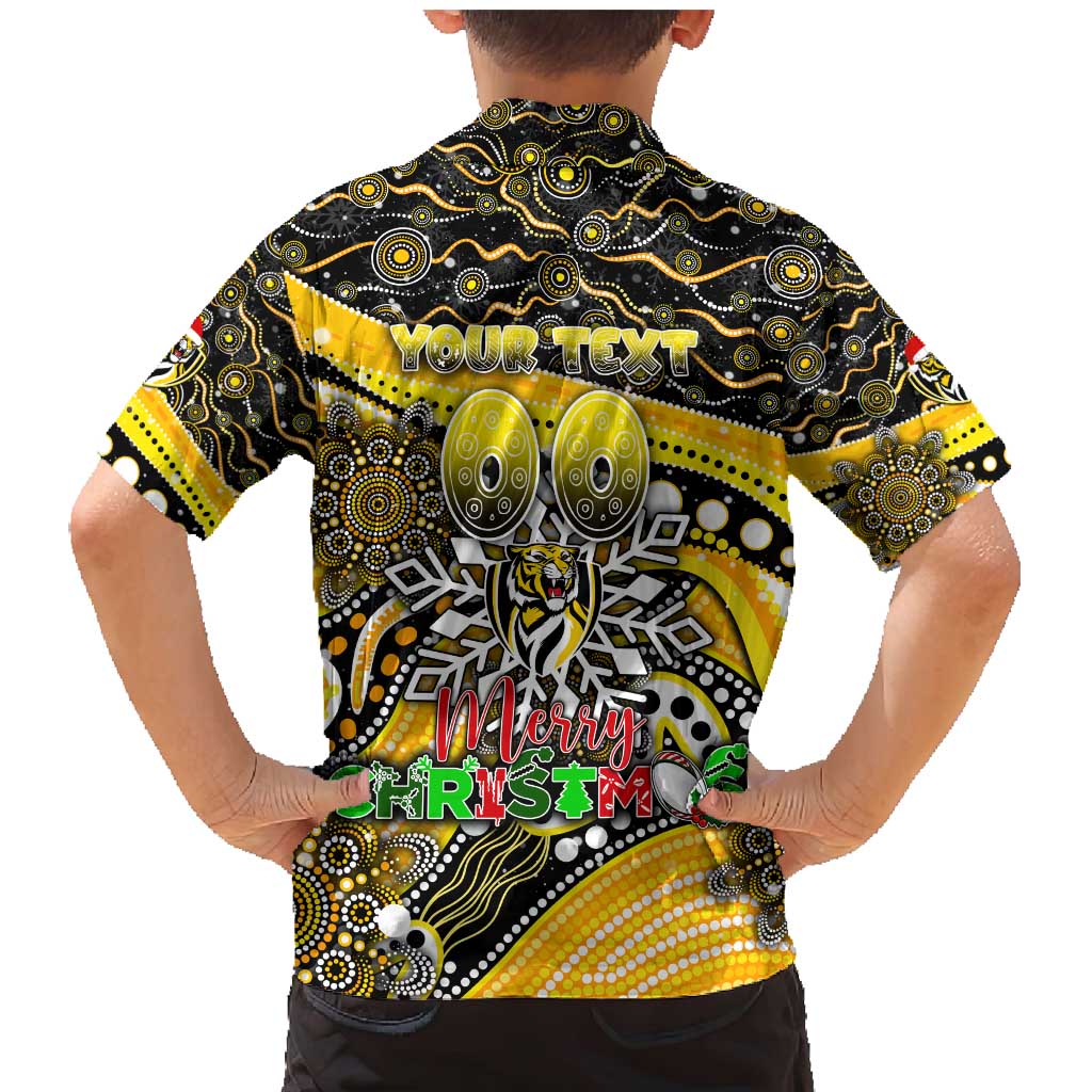 Merry Christmas AFL Richmond Tigers Family Matching Mermaid Dress and Hawaiian Shirt Aboriginal Santa Football Mascot