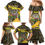 Merry Christmas AFL Richmond Tigers Family Matching Mermaid Dress and Hawaiian Shirt Aboriginal Santa Football Mascot