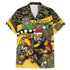 Merry Christmas AFL Richmond Tigers Family Matching Mermaid Dress and Hawaiian Shirt Aboriginal Santa Football Mascot
