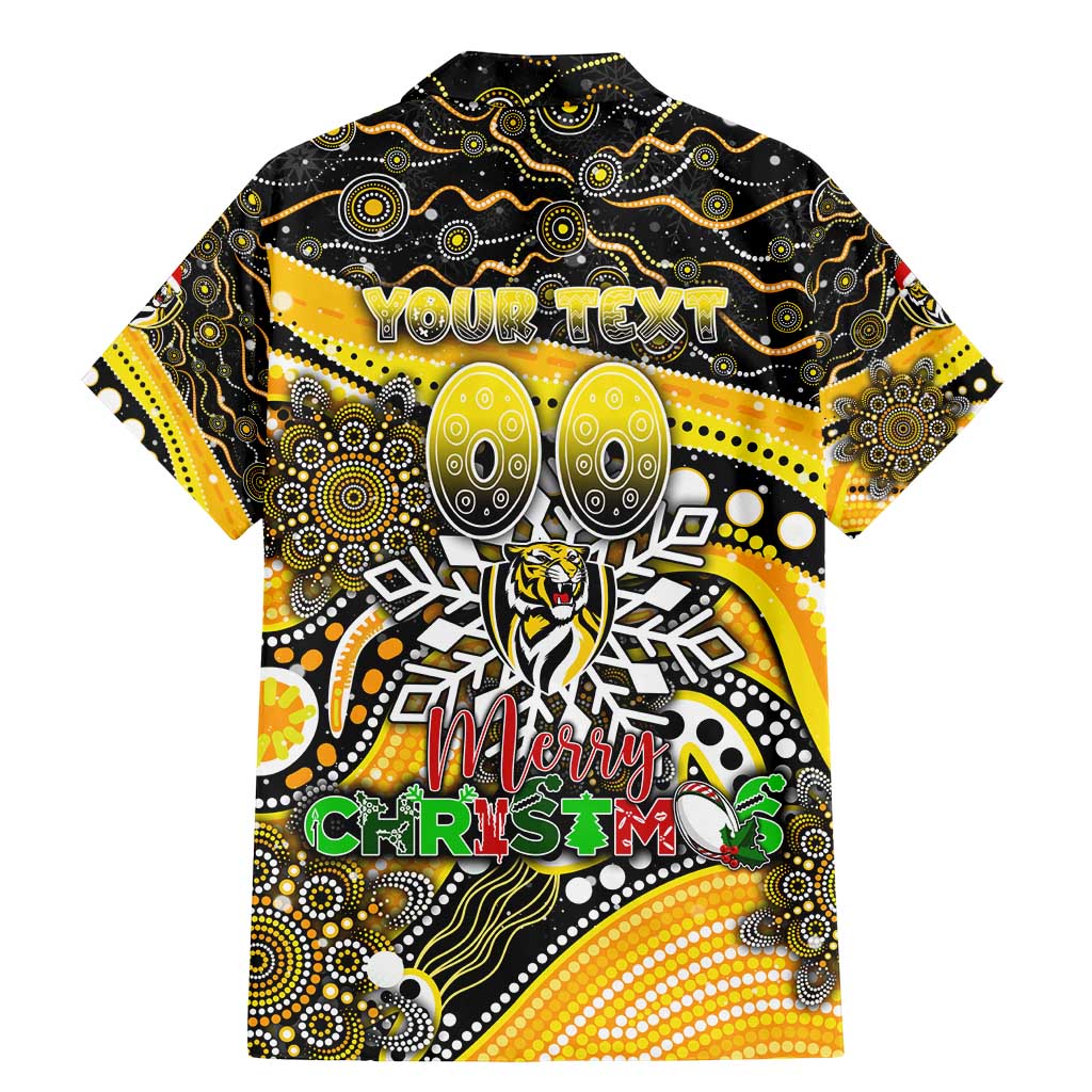 Merry Christmas AFL Richmond Tigers Family Matching Mermaid Dress and Hawaiian Shirt Aboriginal Santa Football Mascot
