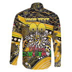 Merry Christmas AFL Richmond Tigers Family Matching Off The Shoulder Long Sleeve Dress and Hawaiian Shirt Aboriginal Santa Football Mascot