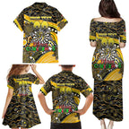Merry Christmas AFL Richmond Tigers Family Matching Puletasi and Hawaiian Shirt Aboriginal Santa Football Mascot