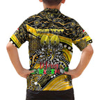 Merry Christmas AFL Richmond Tigers Family Matching Short Sleeve Bodycon Dress and Hawaiian Shirt Aboriginal Santa Football Mascot