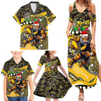 Merry Christmas AFL Richmond Tigers Family Matching Summer Maxi Dress and Hawaiian Shirt Aboriginal Santa Football Mascot
