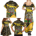 Merry Christmas AFL Richmond Tigers Family Matching Summer Maxi Dress and Hawaiian Shirt Aboriginal Santa Football Mascot