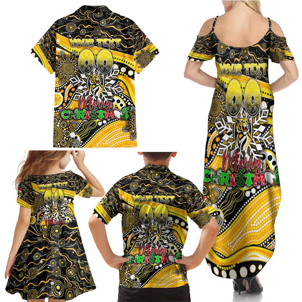 Merry Christmas AFL Richmond Tigers Family Matching Summer Maxi Dress and Hawaiian Shirt Aboriginal Santa Football Mascot