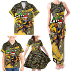 Merry Christmas AFL Richmond Tigers Family Matching Tank Maxi Dress and Hawaiian Shirt Aboriginal Santa Football Mascot