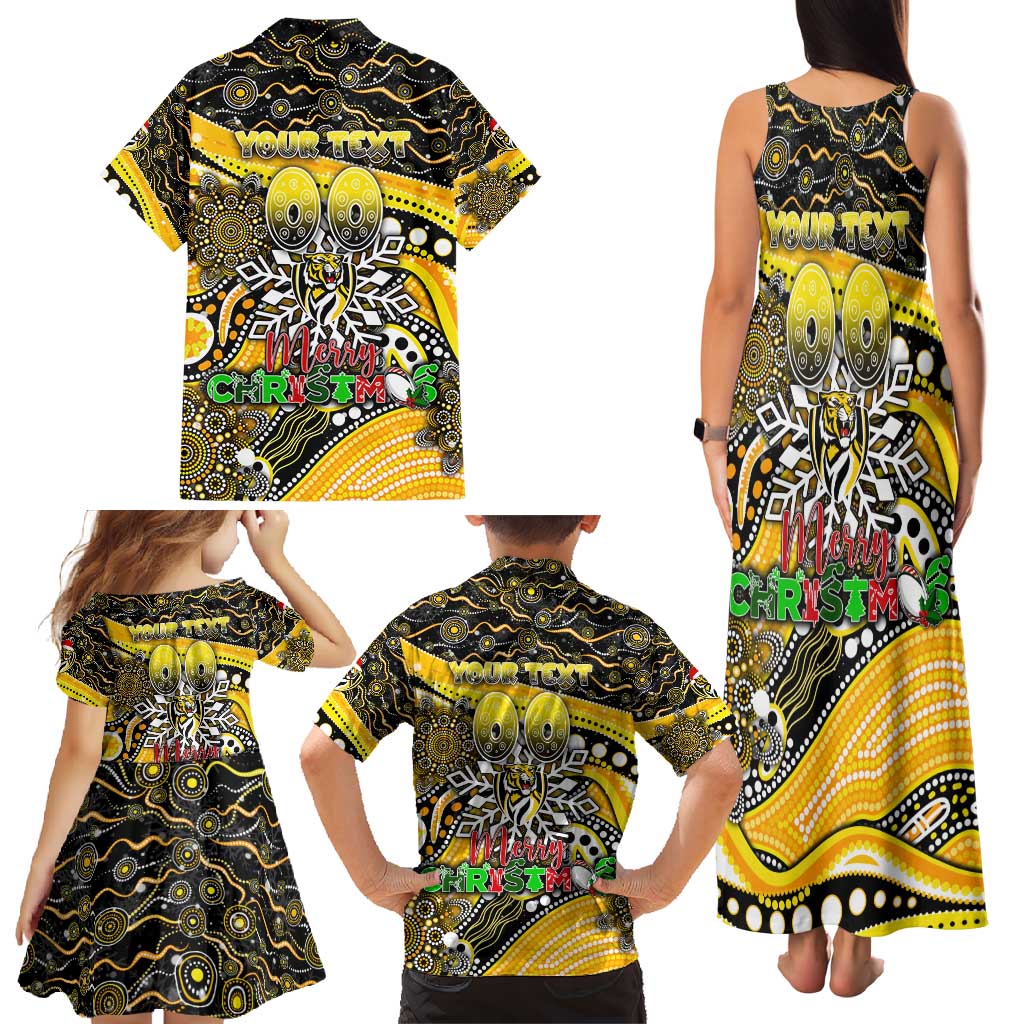 Merry Christmas AFL Richmond Tigers Family Matching Tank Maxi Dress and Hawaiian Shirt Aboriginal Santa Football Mascot