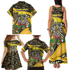 Merry Christmas AFL Richmond Tigers Family Matching Tank Maxi Dress and Hawaiian Shirt Aboriginal Santa Football Mascot