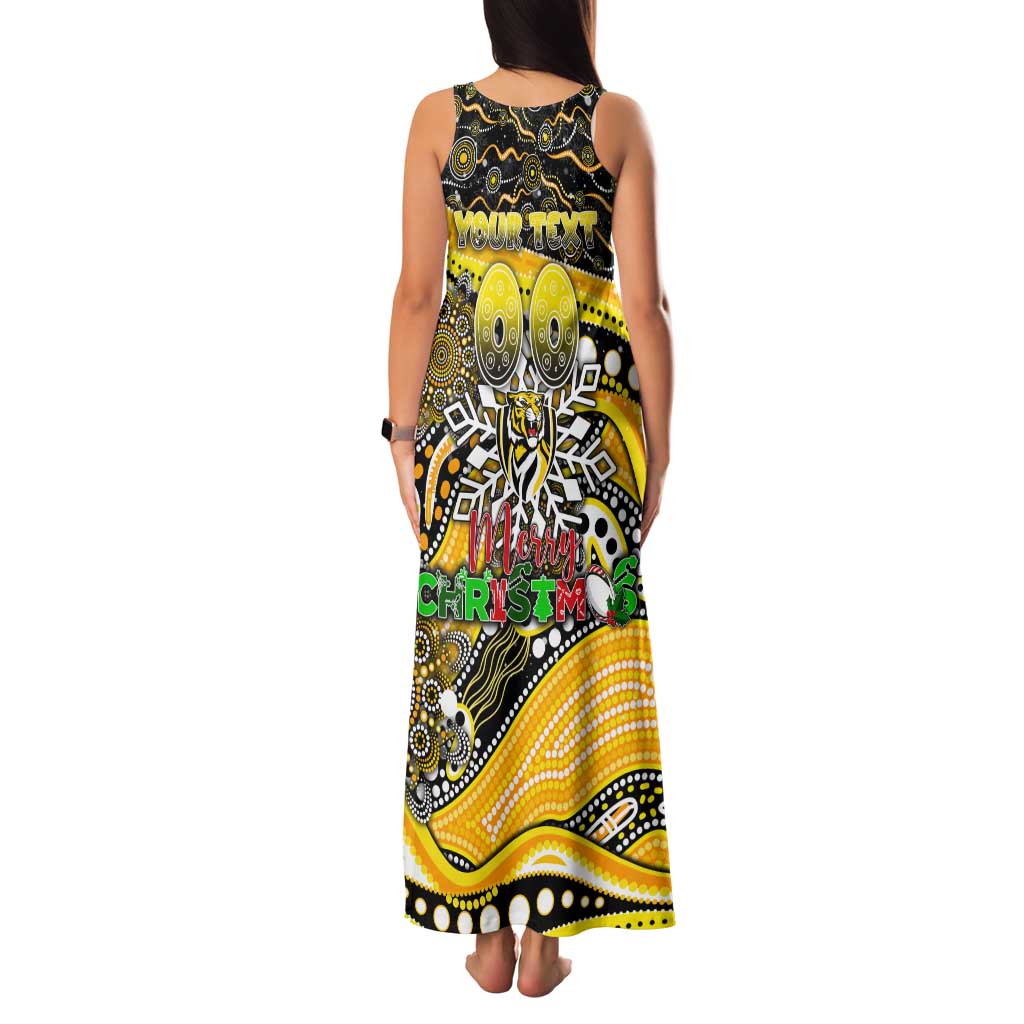 Merry Christmas AFL Richmond Tigers Family Matching Tank Maxi Dress and Hawaiian Shirt Aboriginal Santa Football Mascot