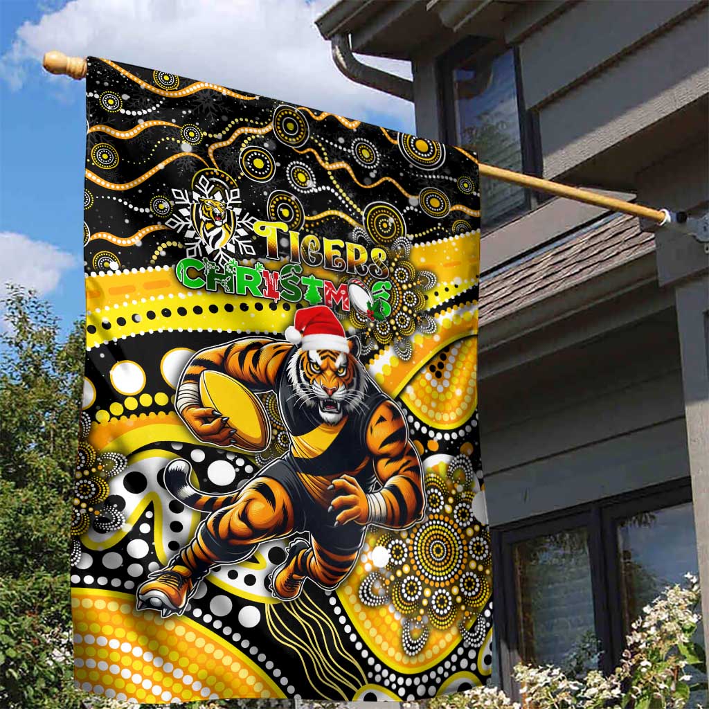 Merry Christmas AFL Richmond Tigers Garden Flag Aboriginal Santa Football Mascot
