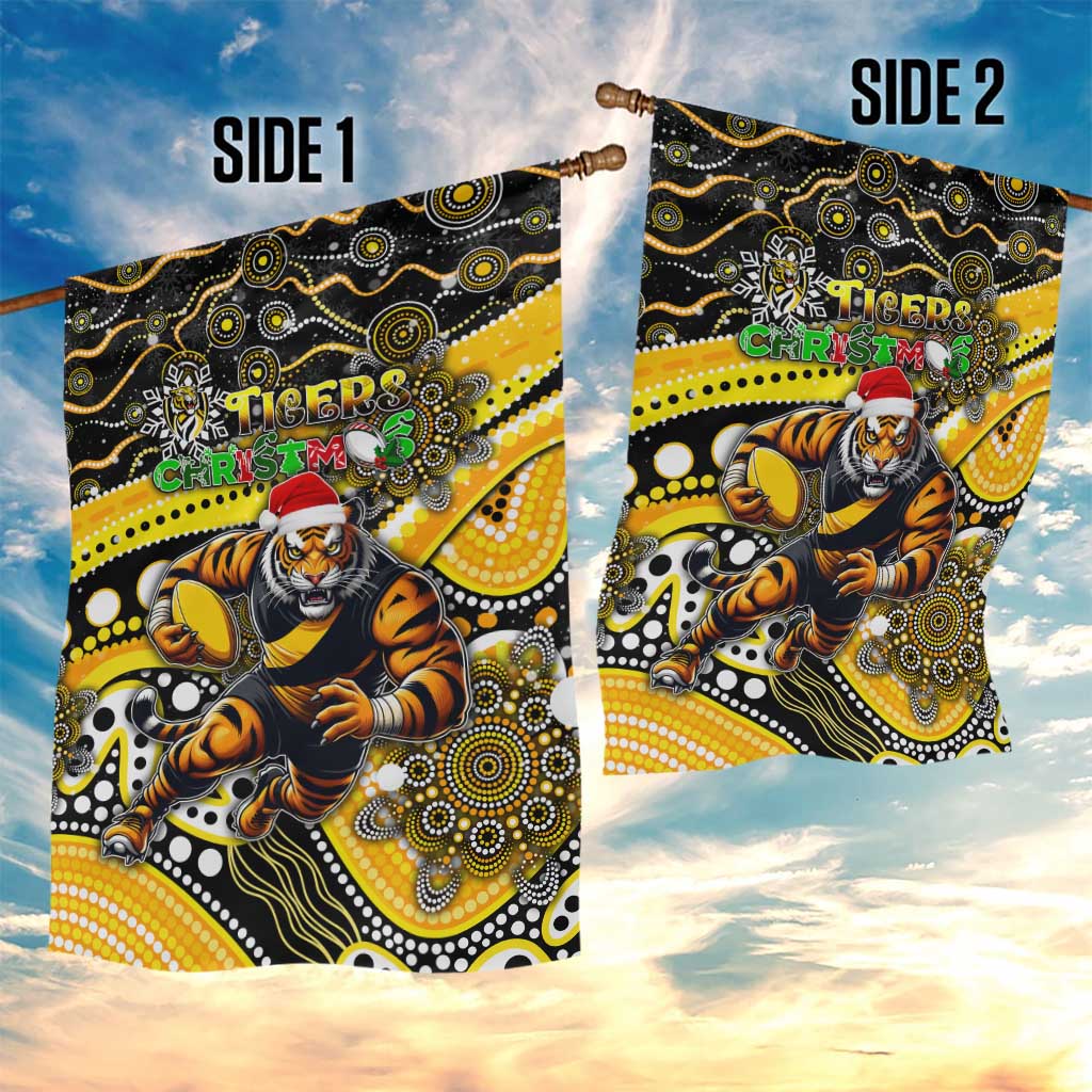 Merry Christmas AFL Richmond Tigers Garden Flag Aboriginal Santa Football Mascot