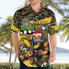Merry Christmas AFL Richmond Tigers Hawaiian Shirt Aboriginal Santa Football Mascot