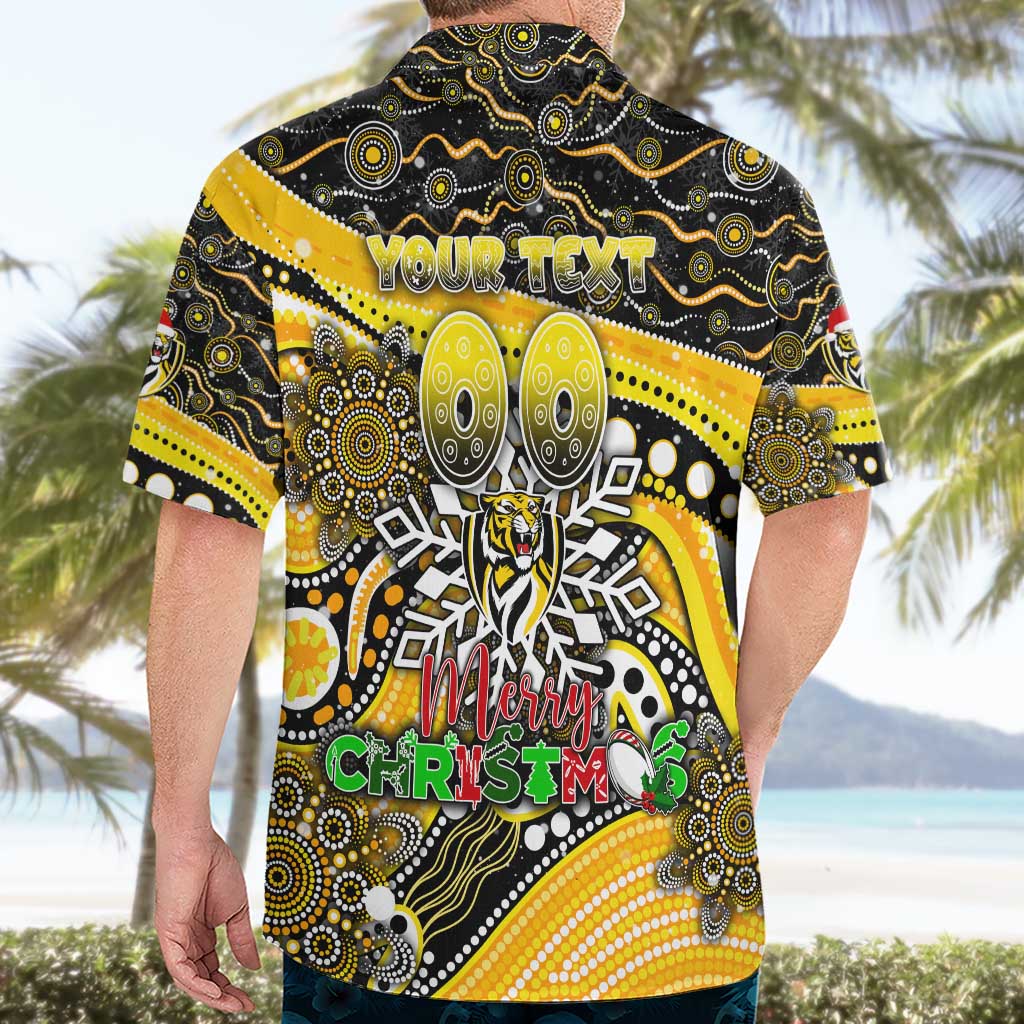 Merry Christmas AFL Richmond Tigers Hawaiian Shirt Aboriginal Santa Football Mascot
