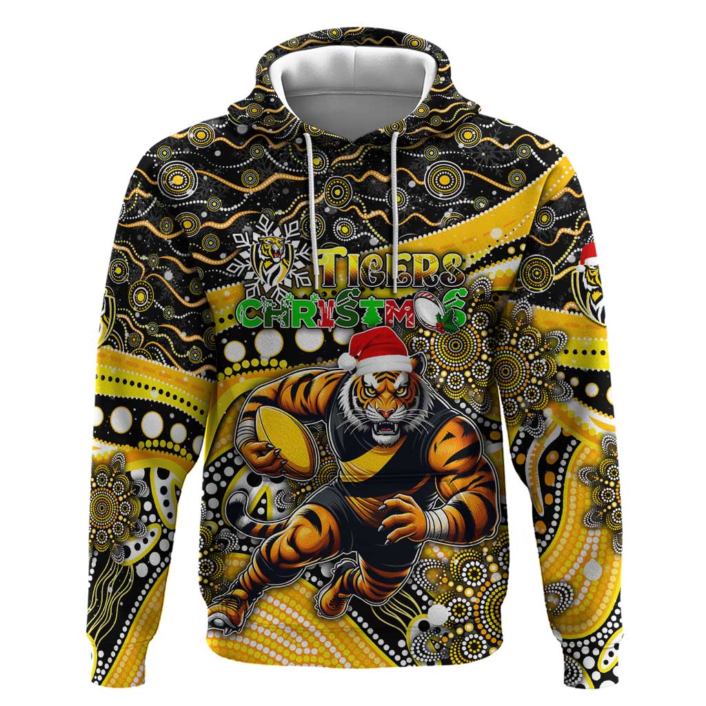 Merry Christmas AFL Richmond Tigers Hoodie Aboriginal Santa Football Mascot