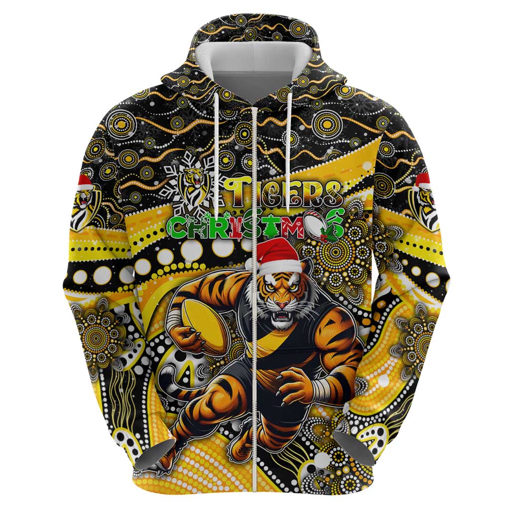 Merry Christmas AFL Richmond Tigers Hoodie Aboriginal Santa Football Mascot