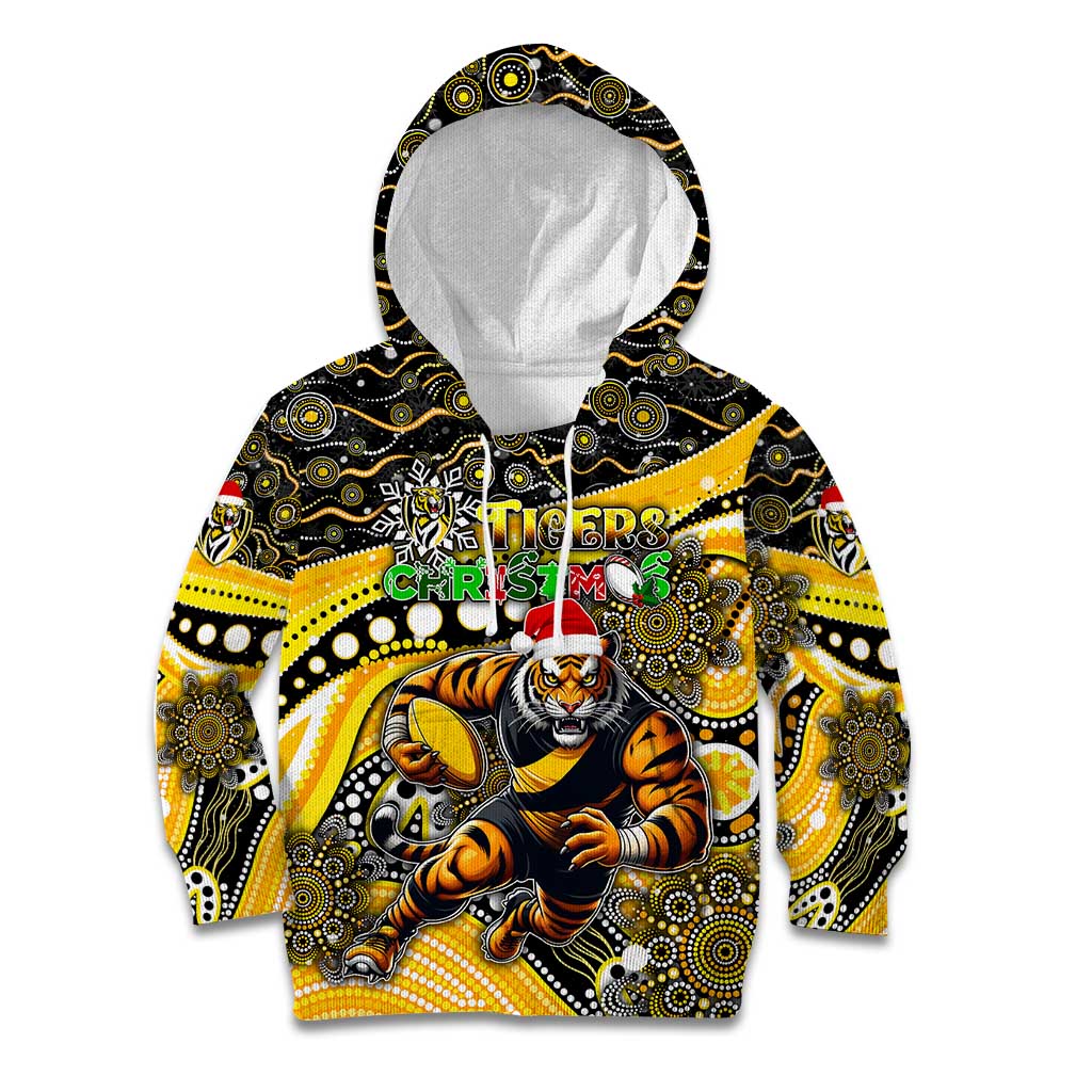 Merry Christmas AFL Richmond Tigers Kid Hoodie Aboriginal Santa Football Mascot