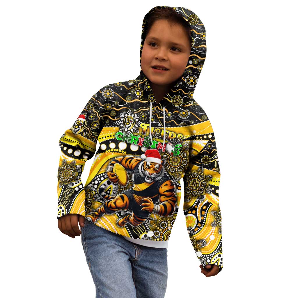 Merry Christmas AFL Richmond Tigers Kid Hoodie Aboriginal Santa Football Mascot